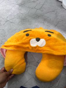 2 in 1 neck pillow pink and yellow