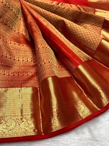 Elegant Red &amp; Gold Silk Saree