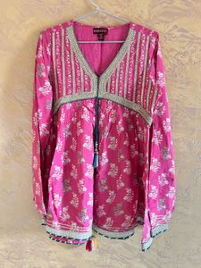 Elegant Pink Floral Kurta Sharara Set