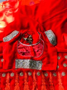 Orange Embroidered Saree