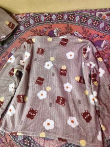 Cozy Bear &amp; Flower Pajama Top