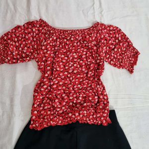 Red Floral crop top