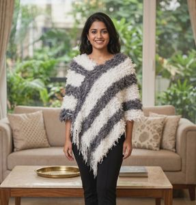 Cozy Striped Poncho Sweater