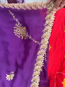 Elegant Purple Embroidered Saree With Blouse