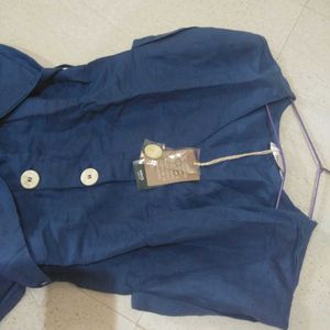 Chic Blue Button-Front Romper with Belt