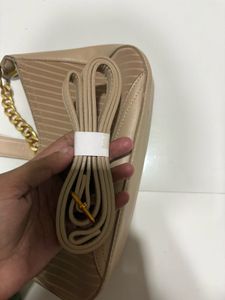 Esbeda Elegant Beige Striped Shoulder Bag