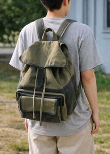 Olive brown Canvas Backpack