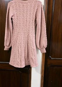 Chic Cable Knit V-Neck Sweater Dress