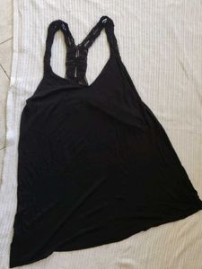 Chic Black V-Neck Dress with Crochet Straps