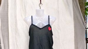 16245. Black Lace Trim Cami Top