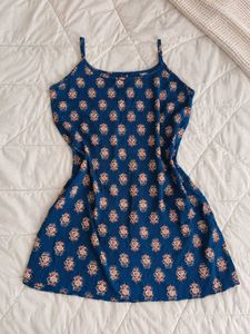 Navy Blue Motif Design Printed Kurta &amp; Free Gift