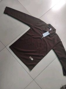 Men's Brown Zip Polo Shirt