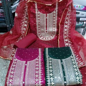 Unstitched Chanderi Silk Suit
