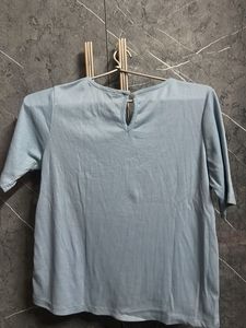 Light Blue Striped Basic Top