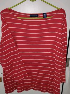 Karen Scott Striped Boat Neck Top
