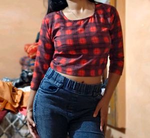 Red Plaid Crop Top