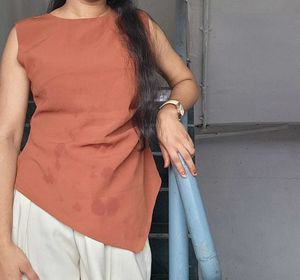 Chic Asymmetrical Rust Top