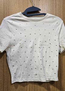 Cute Star Embellished Crop Top
