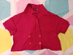 Stylish Pink Cropped Button-Up Top