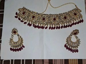 Choker necklace with Traditional Indian Earrings