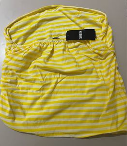 Yellow Striped Strapless Top