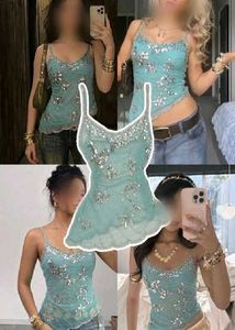 Y2K embellished butterfly camisole top
