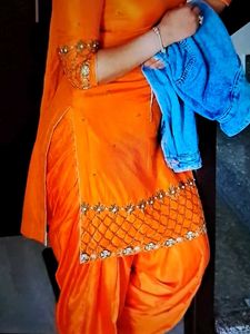 Silky Orange vibrant Patiala Salwar