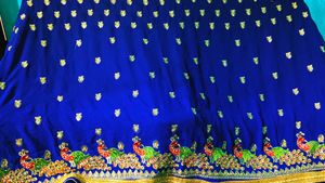Exquisite Blue Saree with Peacock Embroidery