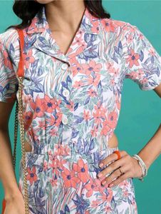 Floral Print Midi Dress with Belt