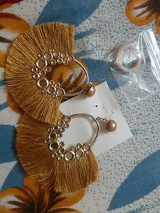 Gold Colour Earring  And Ring