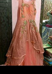 bust 38 Peach Embellished Gown