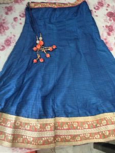Elegant Blue &amp; Orange Lehenga Set