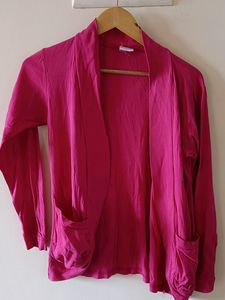 Stretchable Pink Shrug Jacket With Pocket