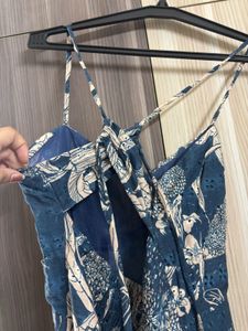 Floral printed dress slit cut