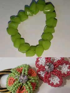 Combo Of Earrings, Bracelet And 2 Rubber Band