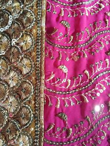 Pink & Gold Embroidered Fabric
