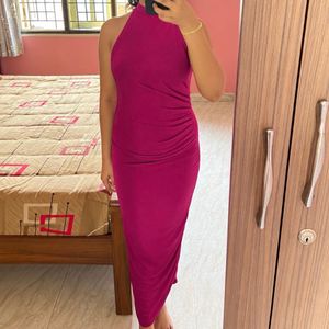 Elegant Ruched Halter Neck Dress