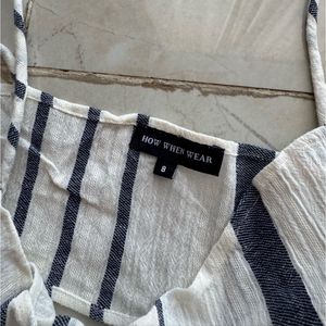 HWW Linen Stripe Tie Front Bralet