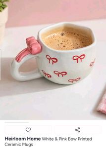 Cute Ceramic Mug with Pink Bow