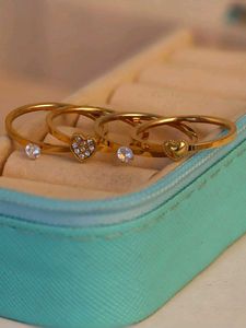 Stackable Heart &amp; CZ Rings Set
