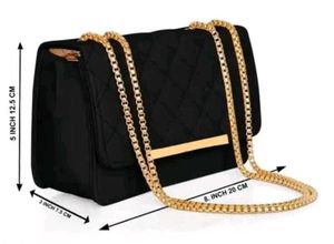 Chic Quilted Black Clutch with Gold Chain