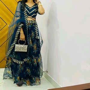 Stunning Floral Print Lehenga Choli Set