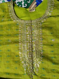 Green Embroidered Kurta Set