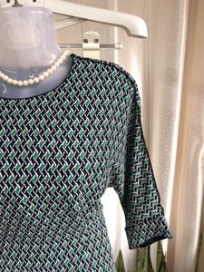 Korean geometric print Peplum Top