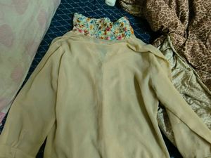 Elegant Beige sheer shirt with Floral Print