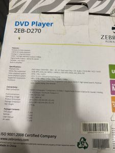Zebronics ZEB-D270 Multimedia dvd player unused
