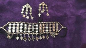 💖Mirror Work Choker & Earrings Set