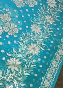 Blue Embroidered Saree with blouse
