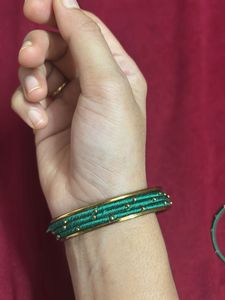 Green Beaded Bangles Set