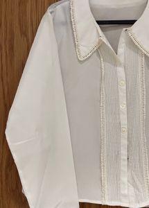 Sheer off White shirt with lace Detailing